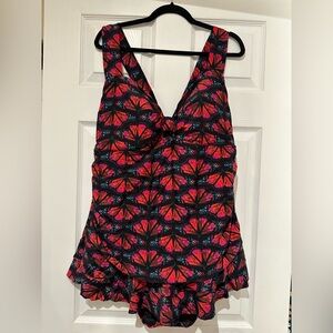 Torrid Butterfly Print One Piece Swimsuit; size 4